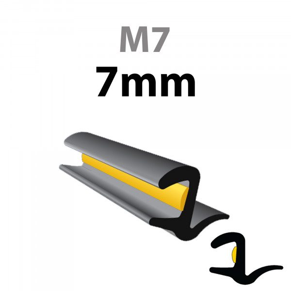 Universal-Klemmprofil aus Gummi T4, 7 mm