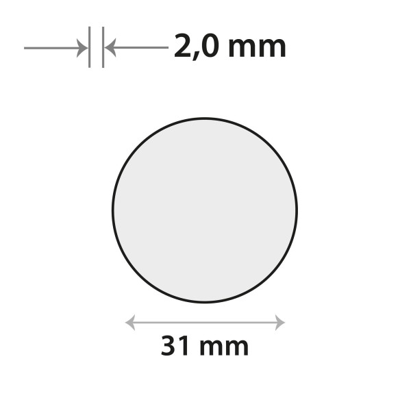 Sensor-Klebeplättchen aus Silikon Ø 31 mm, rund, Stärke: 2 mm