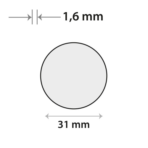 Sensor-Klebeplättchen aus Silikon Ø 31 mm, rund, Stärke: 1,6 mm